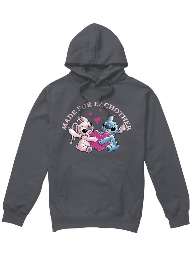 Lilo & Stitch - Sweat à capuche MADE FOR EACH OTHER Gris Noir - Kiabi