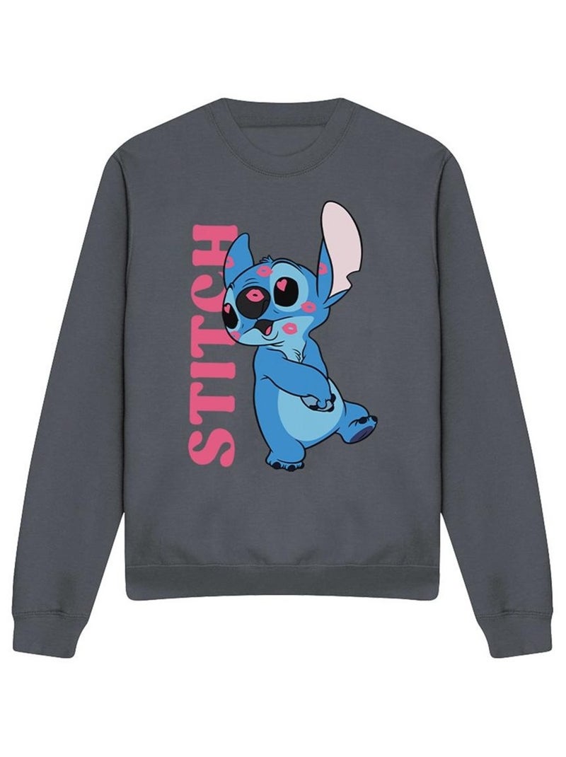 Lilo & Stitch - Sweat COVERED IN KISSES Gris Noir - Kiabi