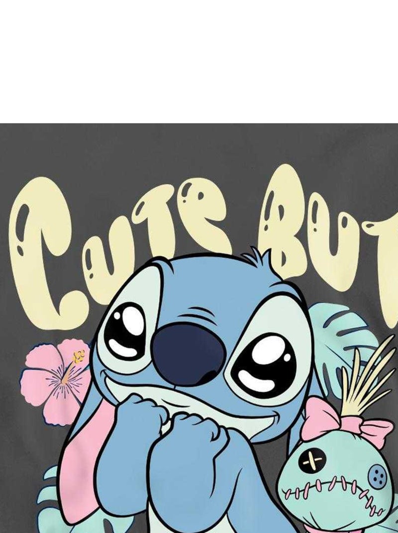 Lilo & Stitch - Sweat CUTE BUT CHAOTIC Gris Noir - Kiabi