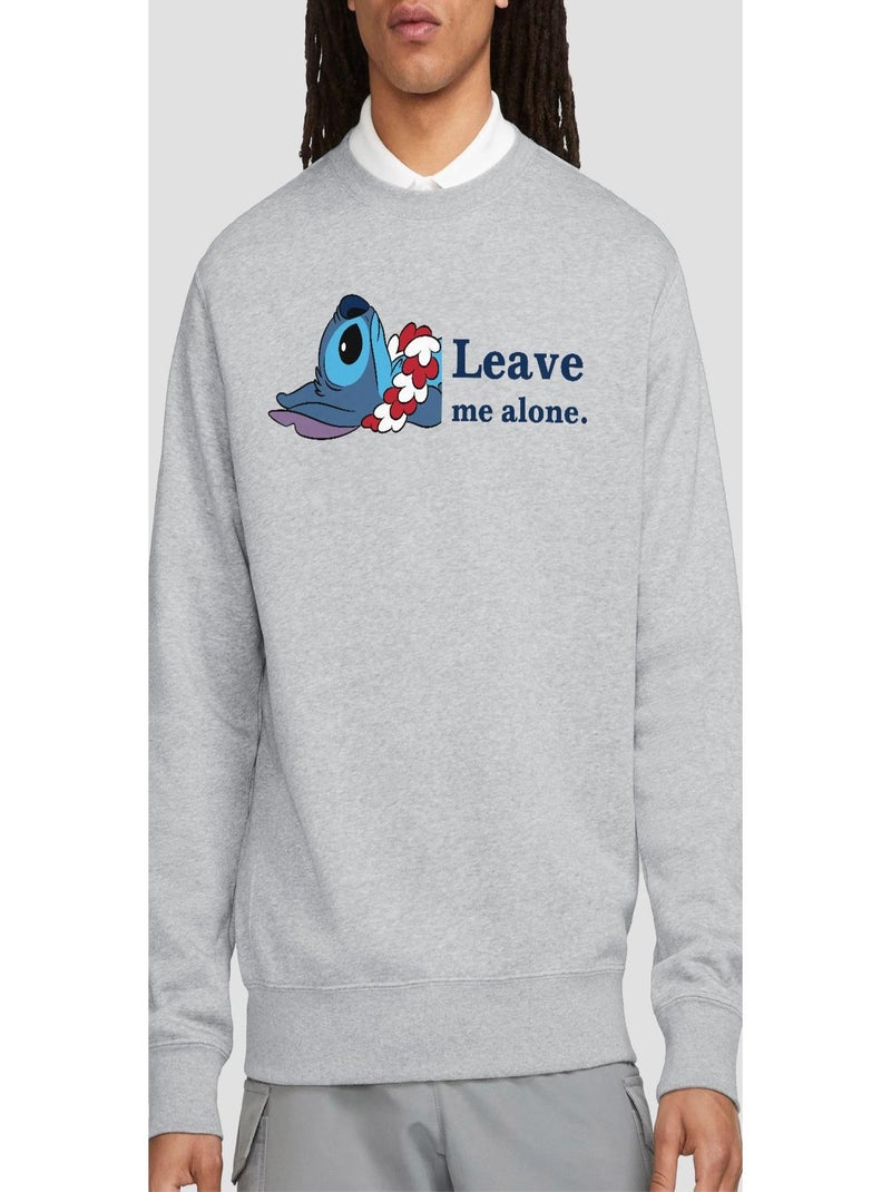 Lilo & Stitch - Sweat LEAVE ME ALONE Gris chiné - Kiabi