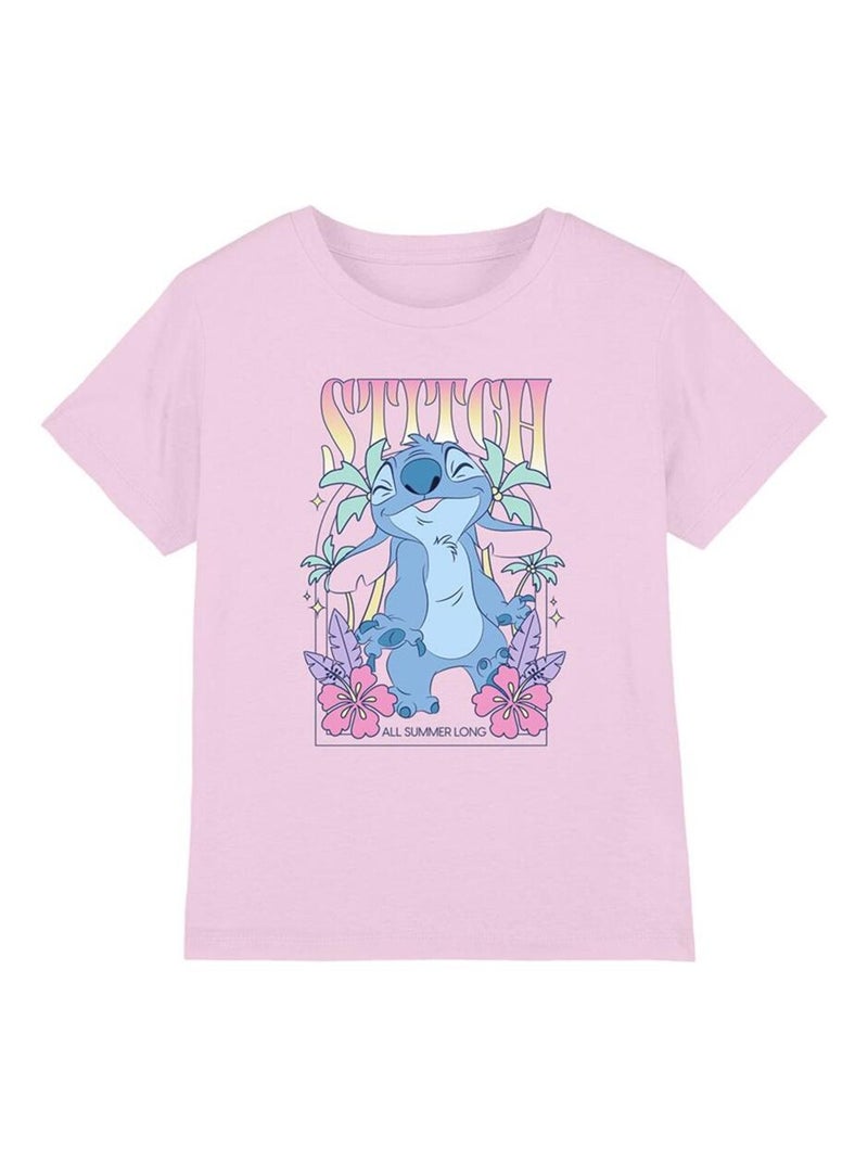 Lilo & Stitch - T-shirt ALL SUMMER LONG Rose clair - Kiabi