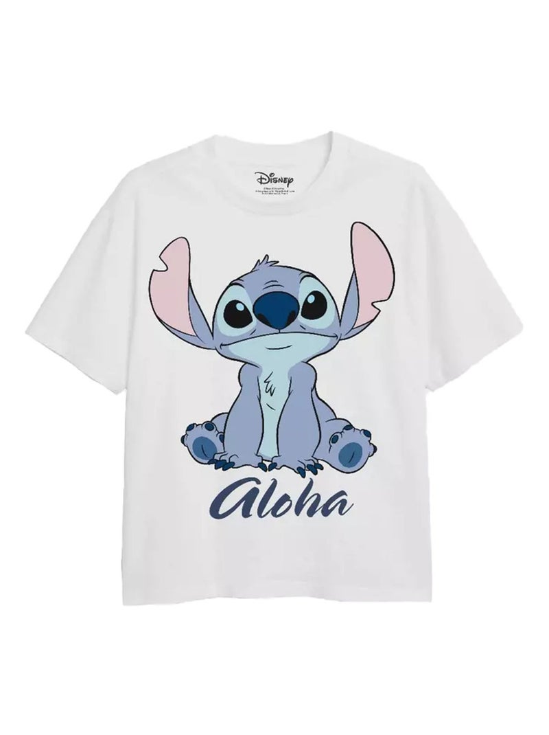Lilo & Stitch - T-shirt ALOHA Blanc - Kiabi
