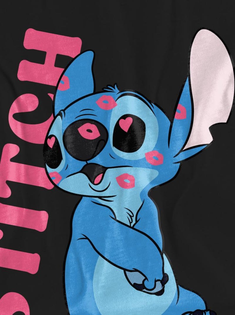 Lilo & Stitch - T-shirt COVERED IN KISSES Noir - Kiabi