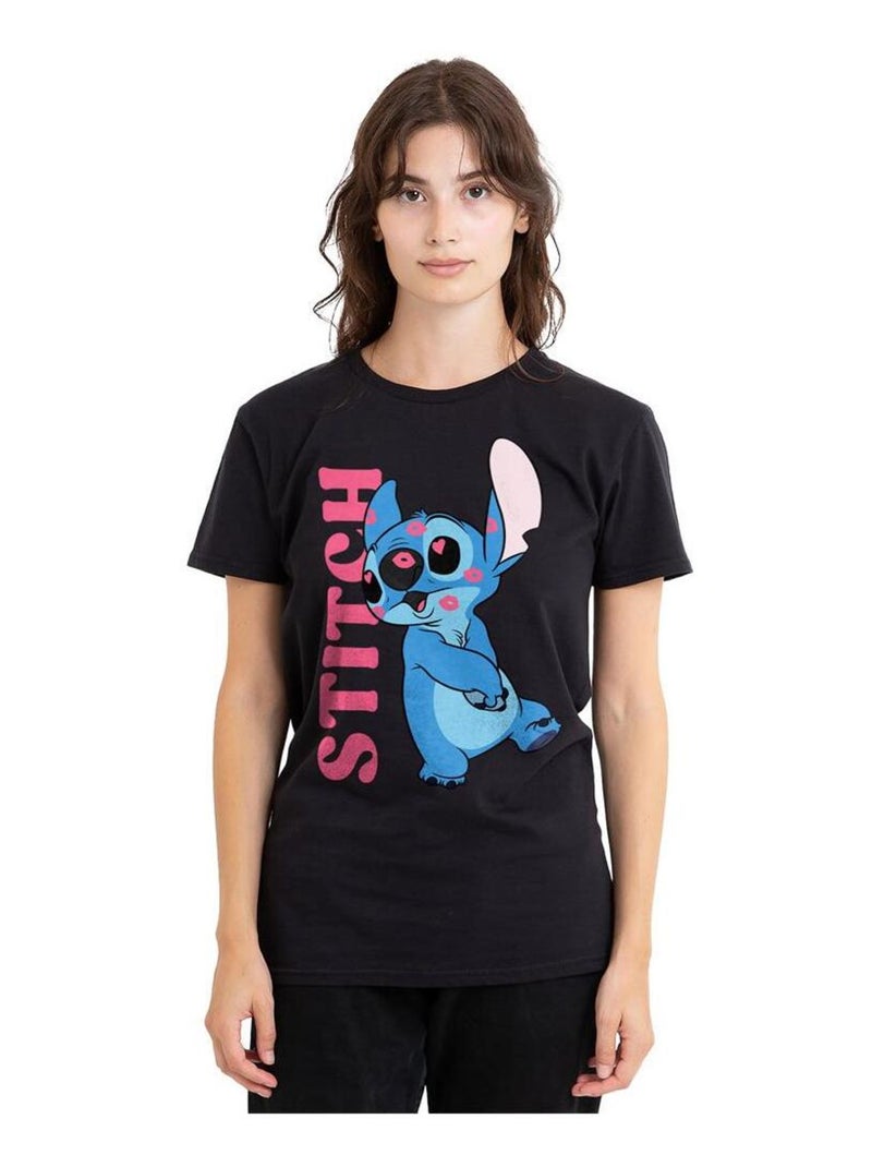 Lilo & Stitch - T-shirt COVERED IN KISSES Noir - Kiabi