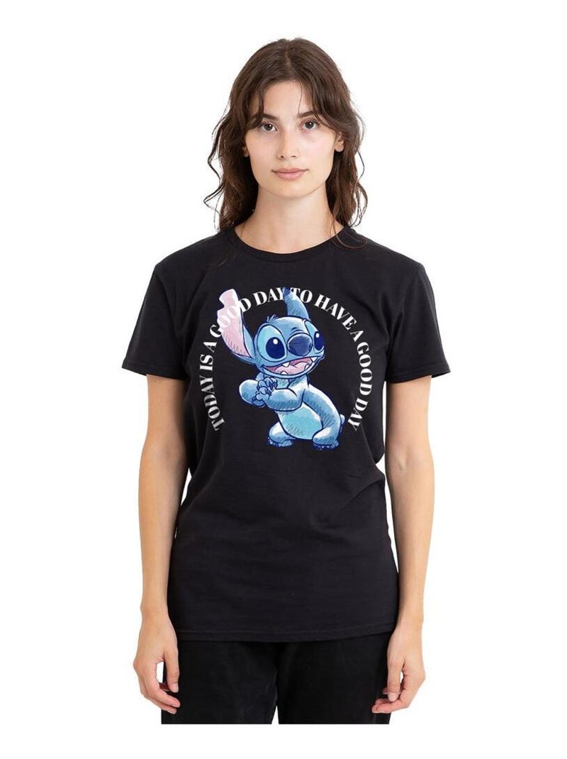 Lilo & Stitch - T-shirt GOOD DAY Noir - Kiabi