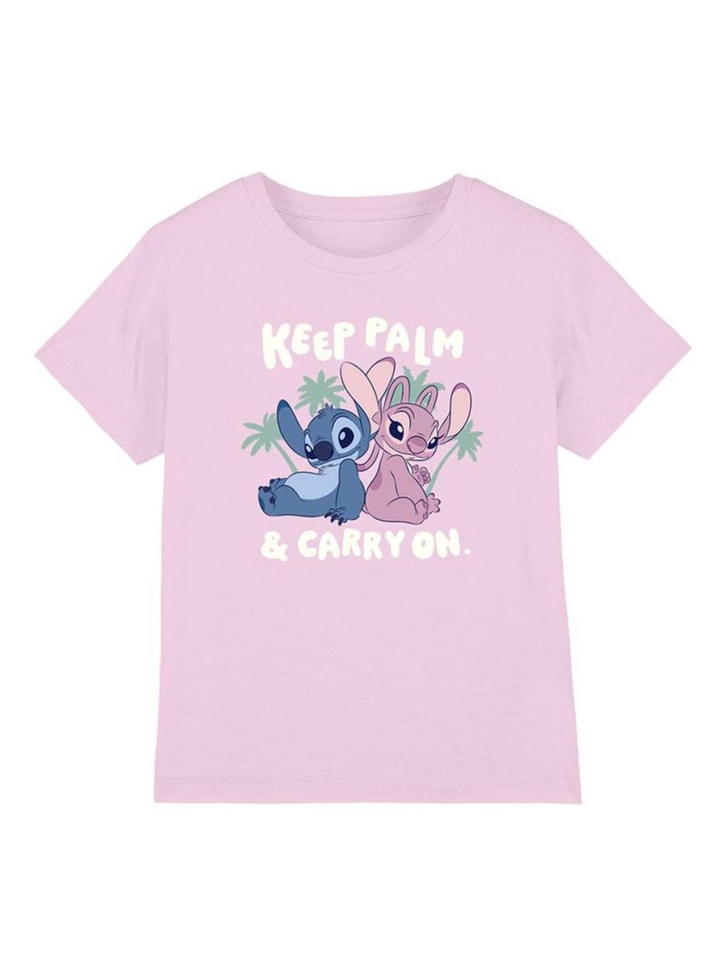 Lilo & Stitch - T-shirt KEEP PALM Rose clair - Kiabi
