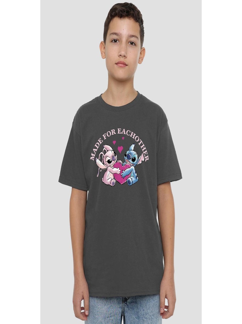 Lilo & Stitch - T-shirt MADE FOR EACH OTHER Gris Noir - Kiabi