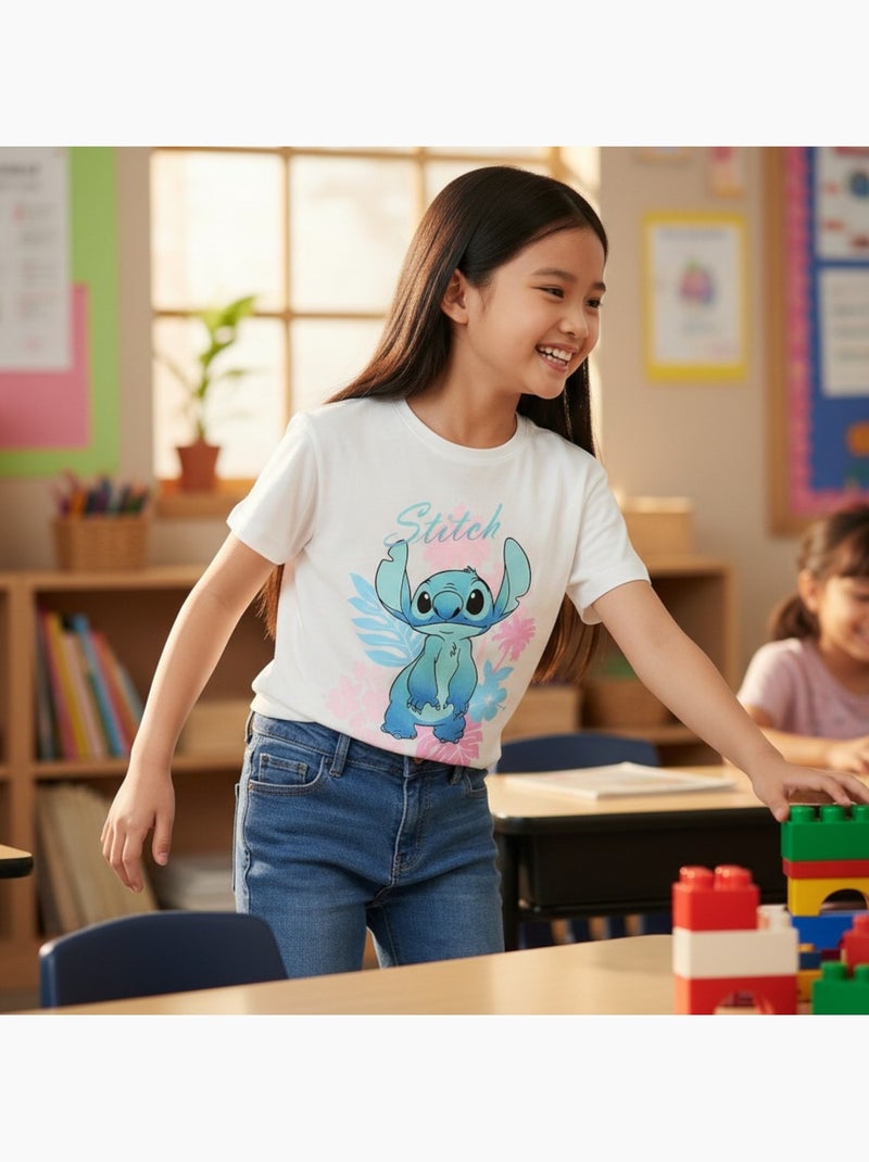 Lilo & Stitch - T-shirt manches courtes fille avec personnage Blanc - Kiabi