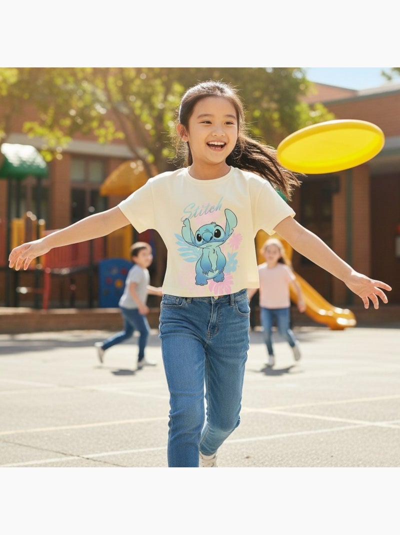 Lilo & Stitch - T-shirt manches courtes fille avec personnage Ecru - Kiabi