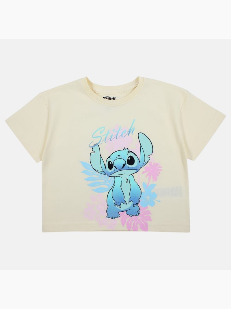 Lilo & Stitch - T-shirt manches courtes fille avec personnage Ecru - Kiabi