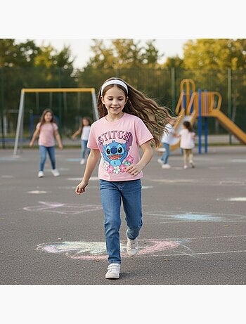 Lilo & Stitch - T-shirt manches courtes fille avec personnage