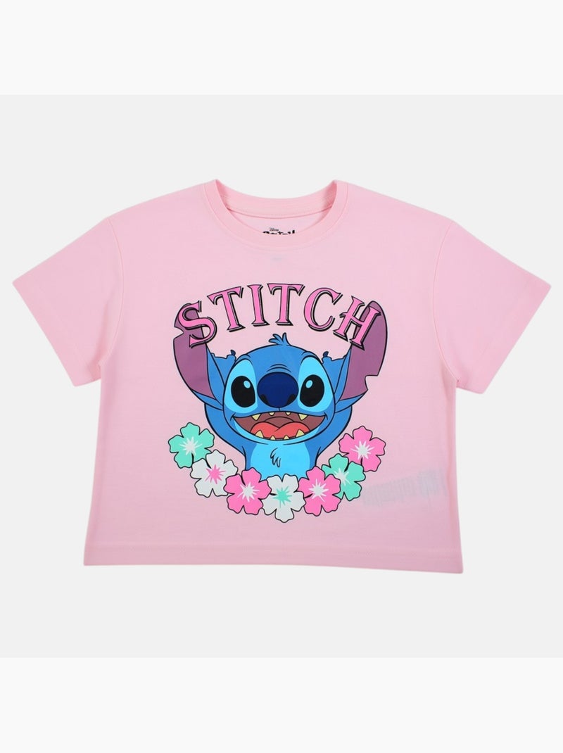 Lilo & Stitch - T-shirt manches courtes fille avec personnage Rose - Kiabi