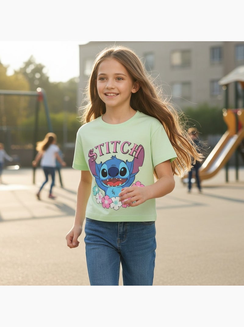 Lilo & Stitch - T-shirt manches courtes fille avec personnage Vert - Kiabi
