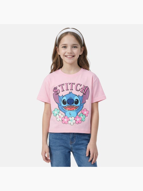 Lilo & stitch - t-shirt manches courtes imprimé, col rond - Kiabi