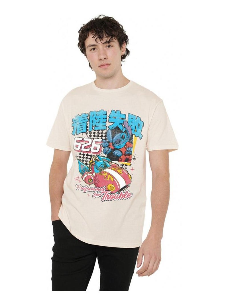 Lilo & Stitch - T-shirt MANGA RACE Beige - Kiabi