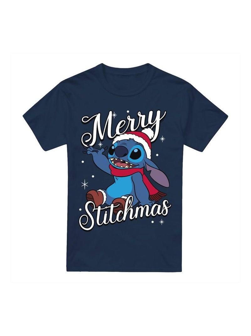 Lilo & Stitch - T-shirt MERRY STITCHMAS Bleu marine - Kiabi