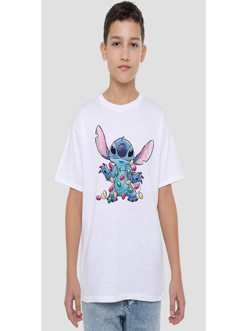 Lilo & Stitch - T-shirt motif croquis et lumières de Noël - Kiabi