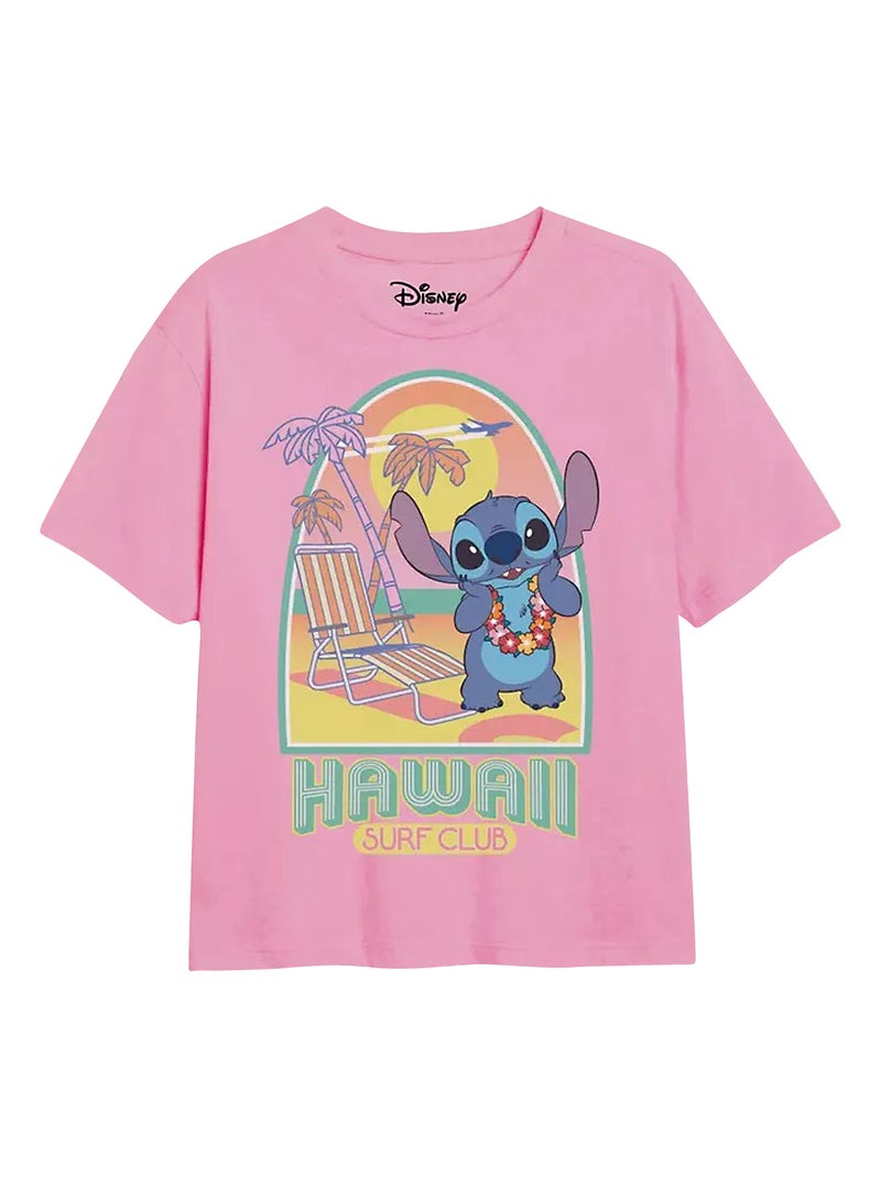 Lilo & Stitch - T-shirt SURF CLUB Rose clair - Kiabi