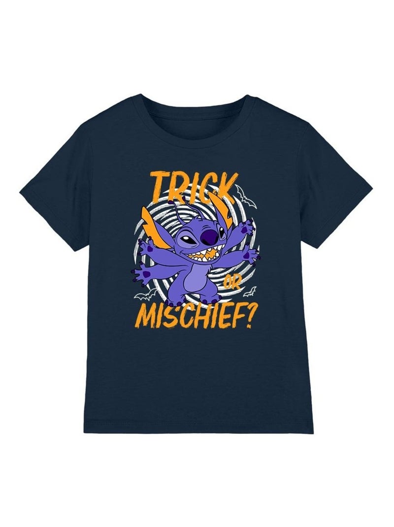 Lilo & Stitch - T-shirt TRICK OR MISCHIEF Bleu marine - Kiabi
