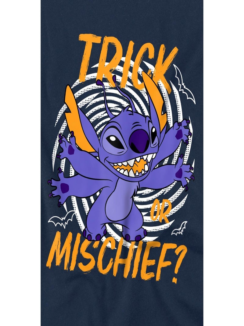 Lilo & Stitch - T-shirt TRICK OR MISCHIEF Bleu marine - Kiabi
