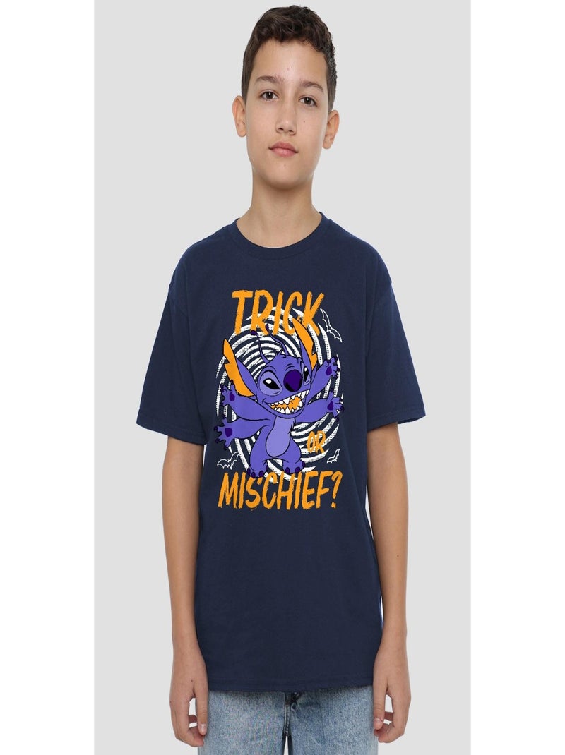 Lilo & Stitch - T-shirt TRICK OR MISCHIEF Bleu marine - Kiabi