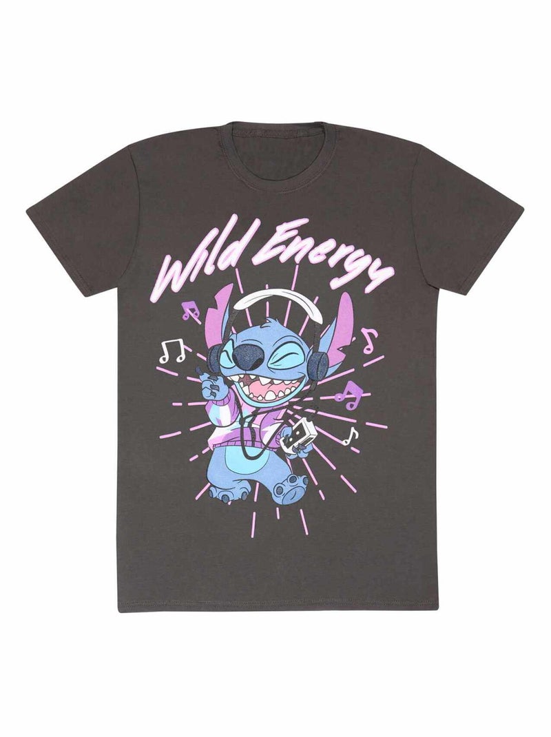 Lilo & Stitch - T-shirt WILD ENERGY Gris Noir - Kiabi