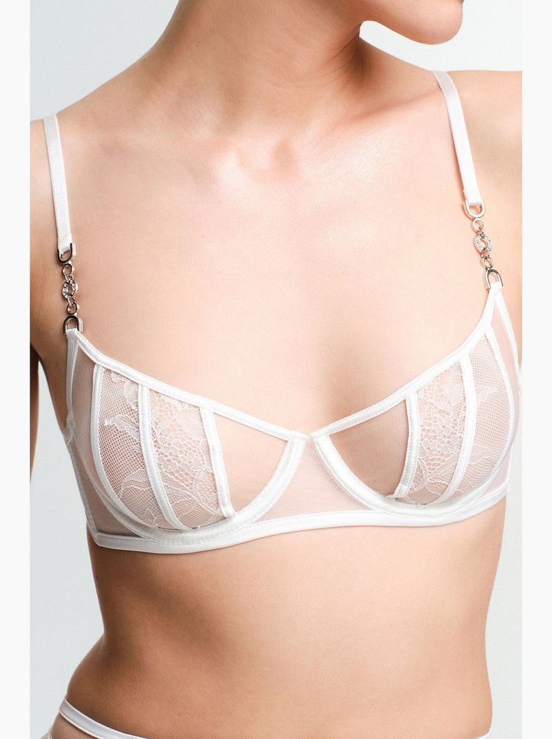 Lilya fendue soutien-gorge à armatures en dentelle penti Blanc cassé - Kiabi