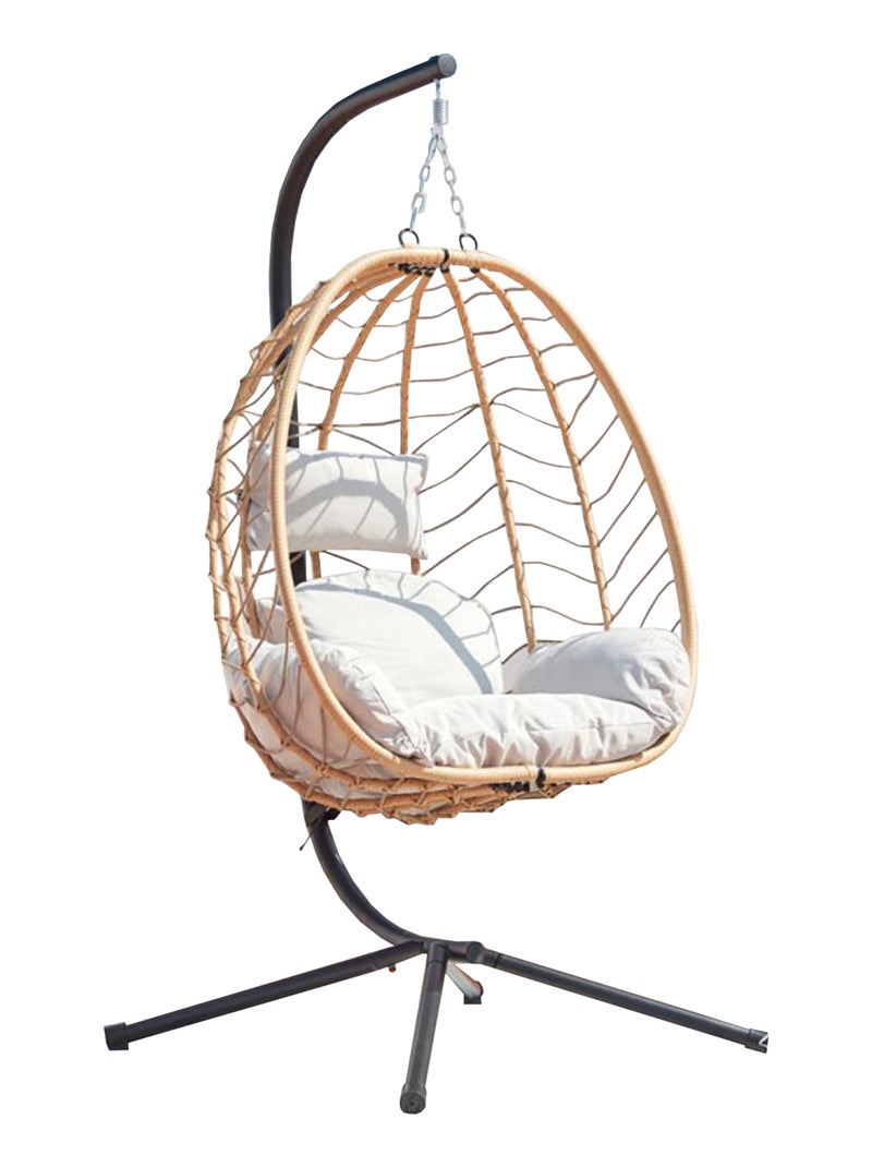 Lima - Fauteuil suspendu résine & Acier Beige - Kiabi