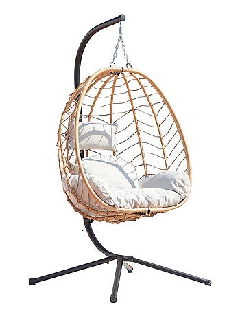 LIMA - Fauteuil suspendu effet rotin noir