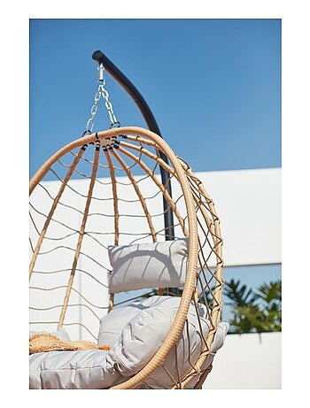 LIMA - Fauteuil suspendu effet rotin noir