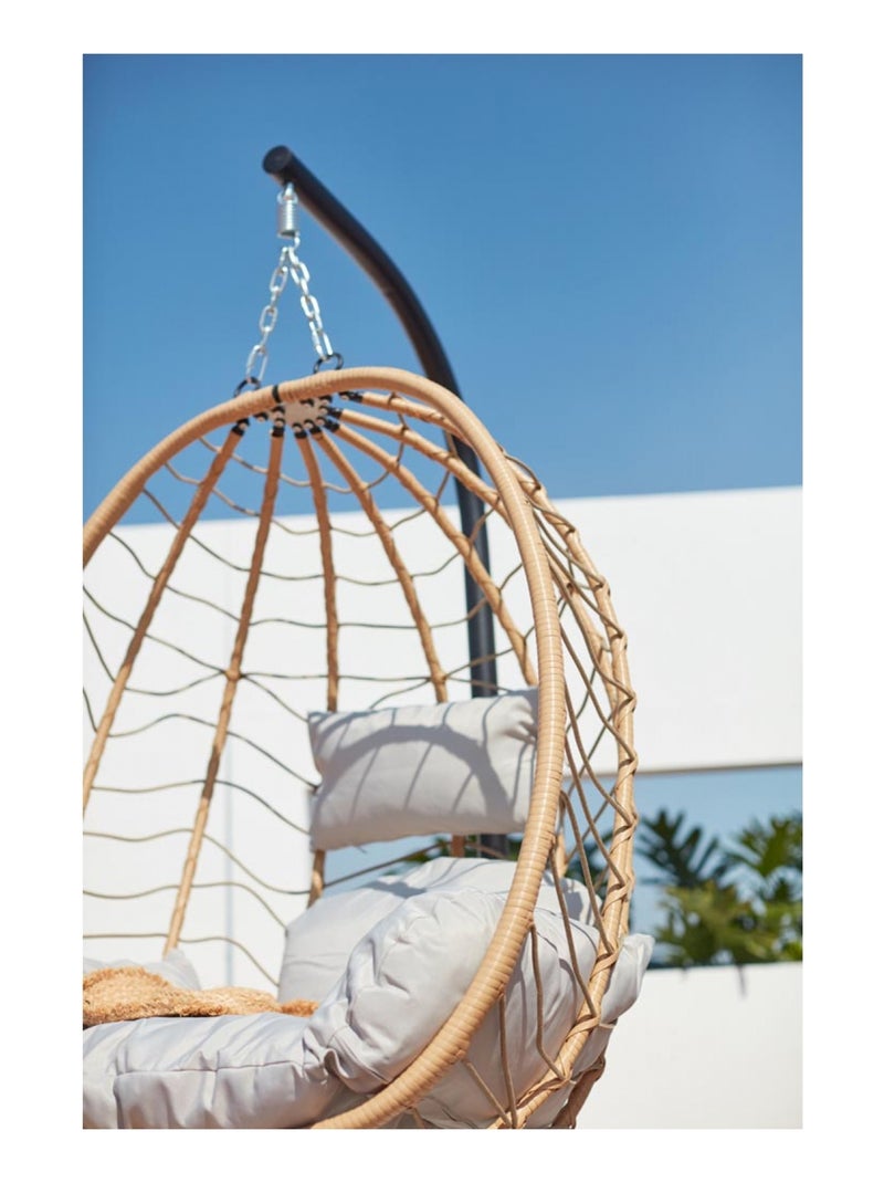 Lima - Fauteuil suspendu résine & Acier Beige/Noir - Kiabi