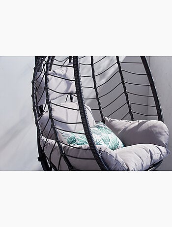 LIMA Fauteuil suspendu en résine effet rotin noir