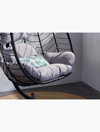 LIMA Fauteuil suspendu en résine effet rotin noir