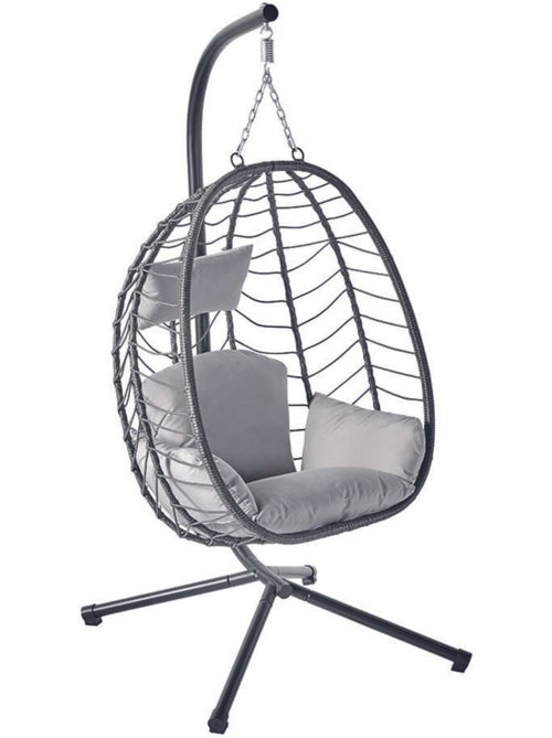 LIMA Fauteuil suspendu en résine effet rotin gris - Kiabi