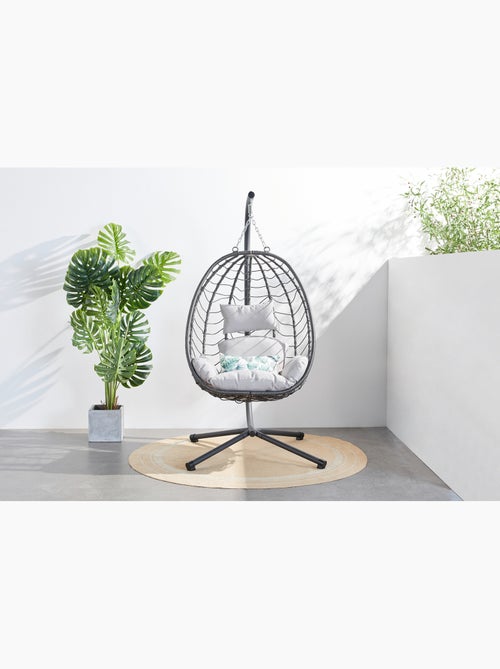 LIMA Fauteuil suspendu en résine effet rotin gris - Kiabi