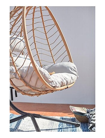 LIMA Fauteuil suspendu en résine effet rotin noir