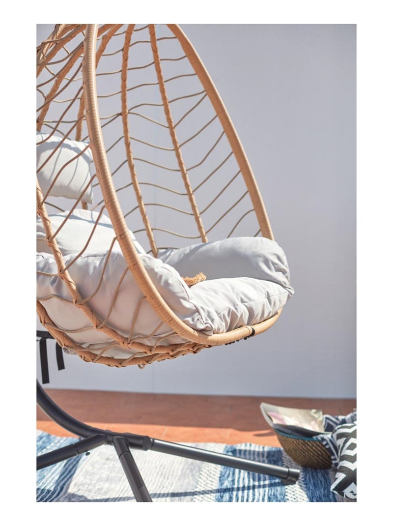 LIMA Fauteuil suspendu en résine effet rotin naturel Beige/Noir - Kiabi