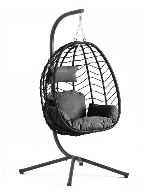 LIMA Fauteuil suspendu en résine effet rotin noir - Kiabi