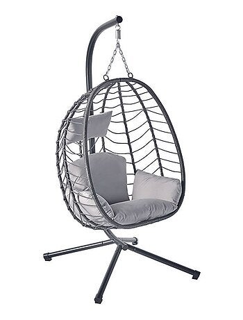 Lima Gris- Fauteuil suspendu résine & Acier