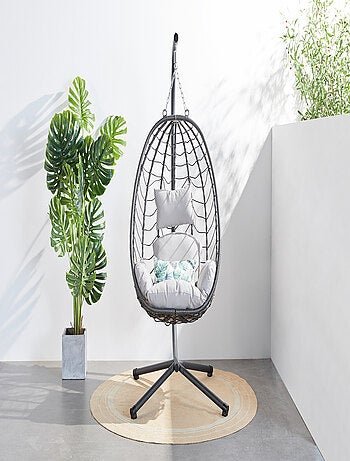 Lima Gris- Fauteuil suspendu résine & Acier