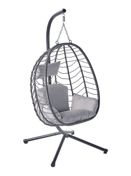 Lima Gris- Fauteuil suspendu résine & Acier - Kiabi