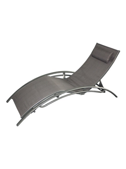 LIMEA - Transat ajustable gris avec coussin - Kiabi
