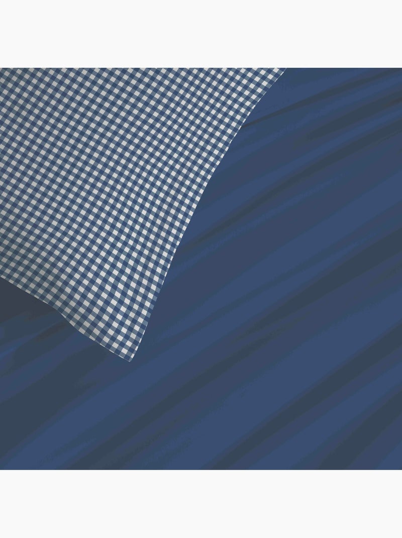 Linge lit Gabrielle marine 220x240cm - Housse couette + drap housse 140x190cm + 4 taies 100% coton Bleu - Kiabi