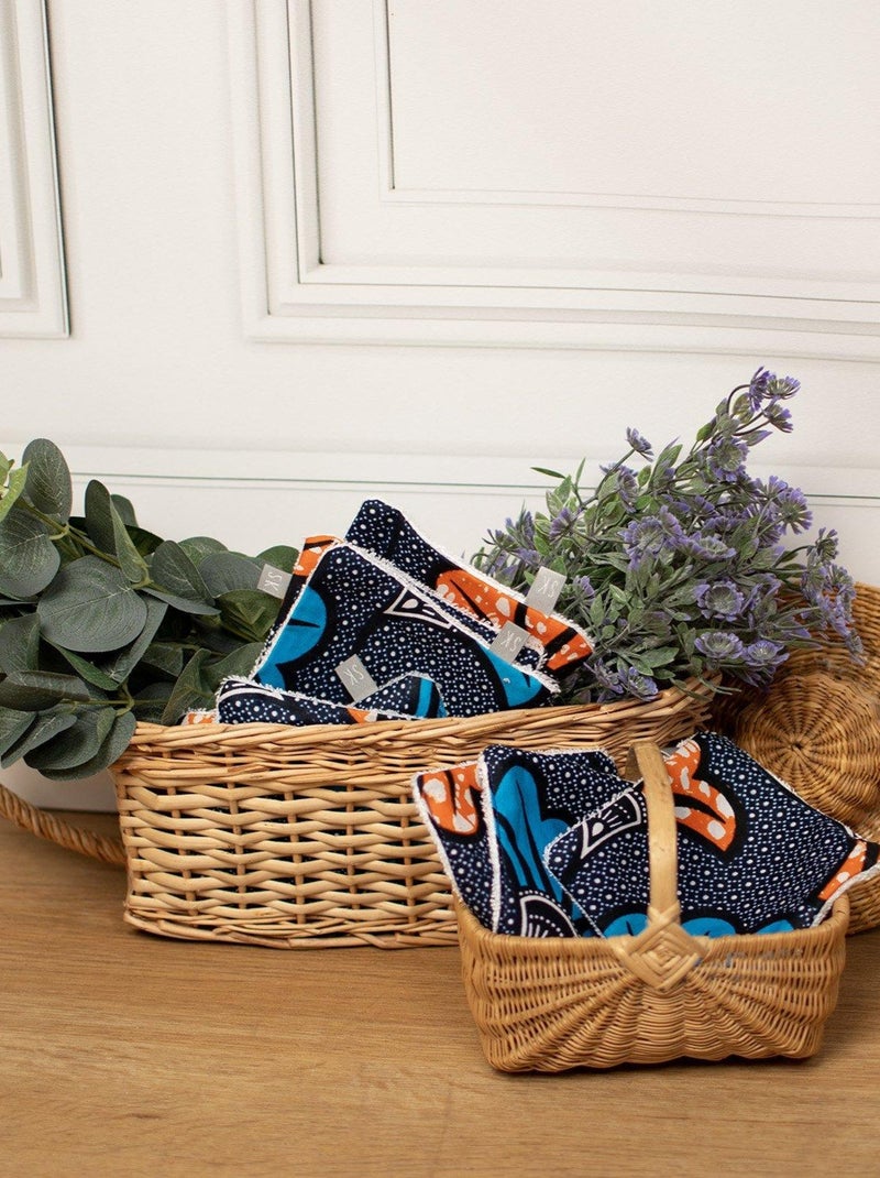 Lingettes lavables 8 pièces, Wax Fleurs de mariage SEVIRA KIDS Bleu - Kiabi