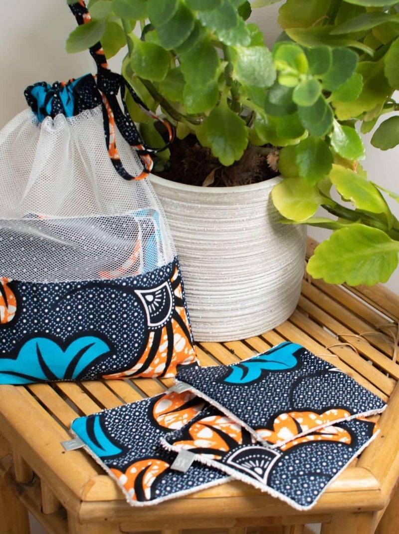 Lingettes lavables 8 pièces, Wax Fleurs de mariage SEVIRA KIDS Bleu - Kiabi