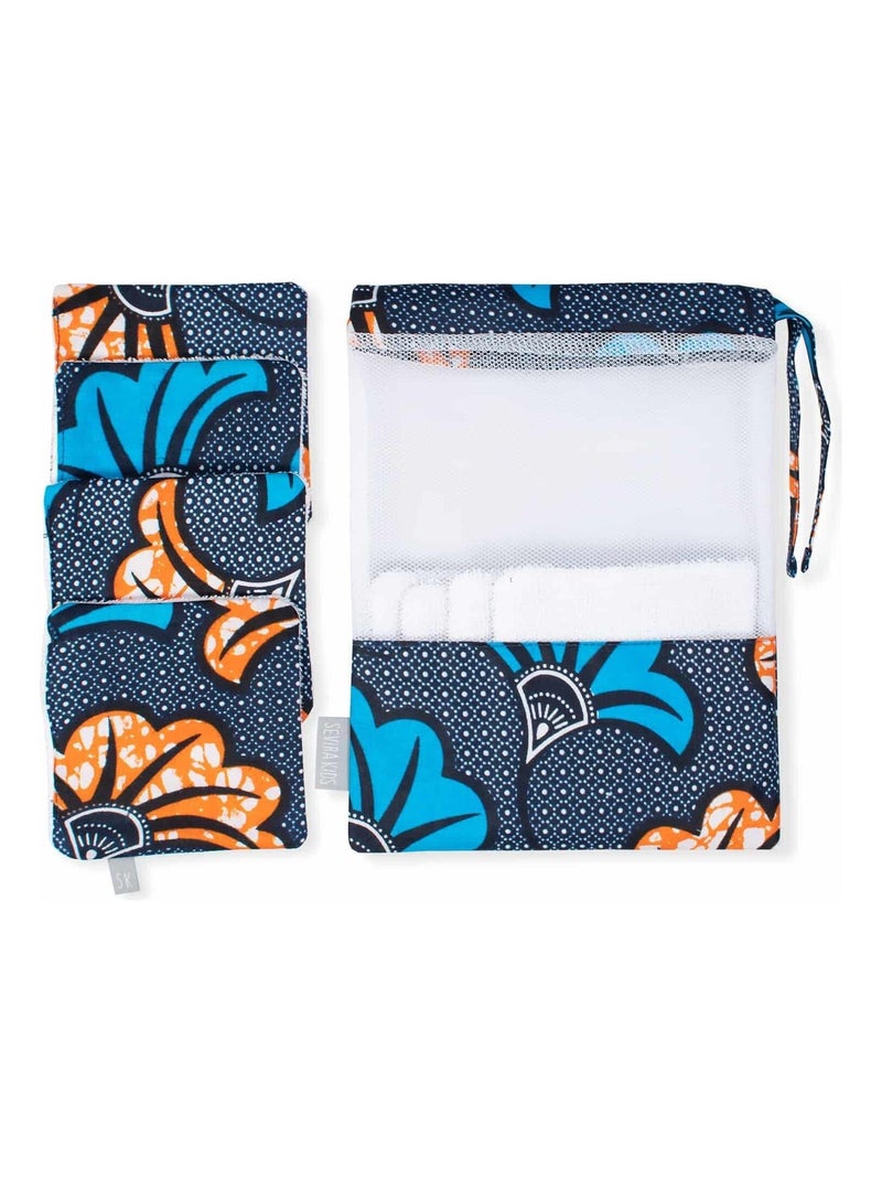 Lingettes lavables 8 pièces, Wax Fleurs de mariage SEVIRA KIDS Bleu - Kiabi