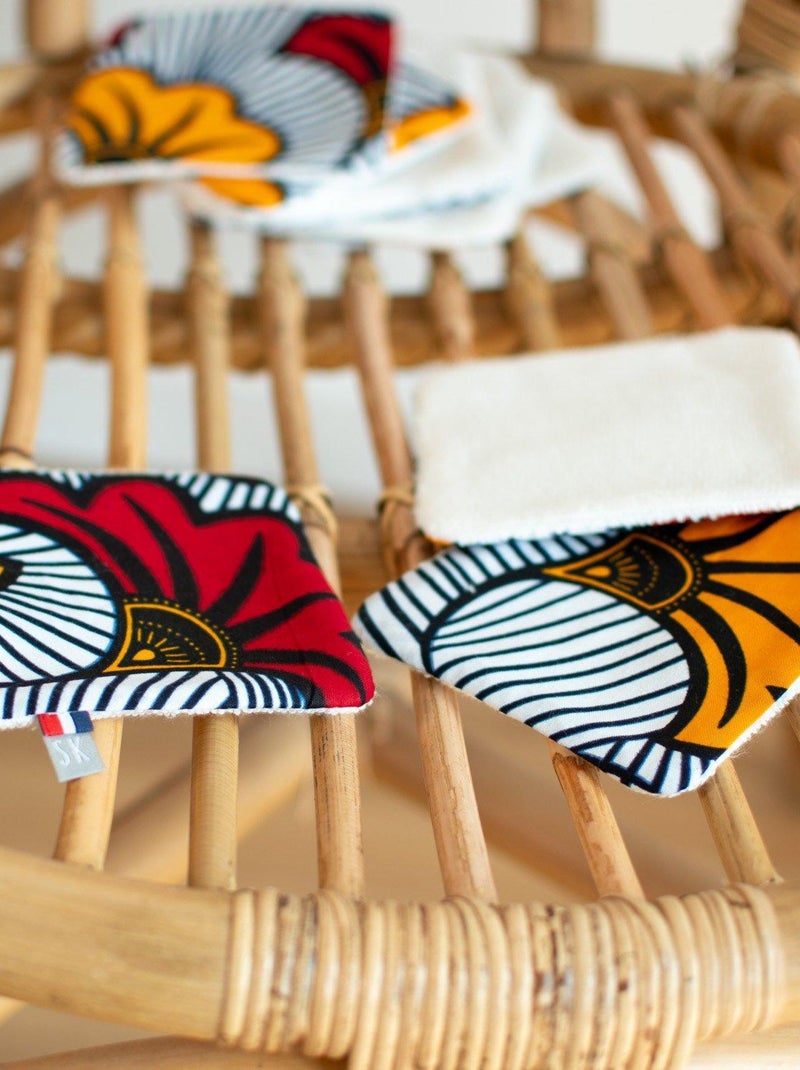 Lingettes lavables 8 pièces, Wax Fleurs de mariage SEVIRA KIDS Rouge - Kiabi