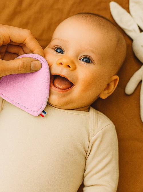 Lingettes lavables en Coton Bio Blanc et Rose - Kiabi
