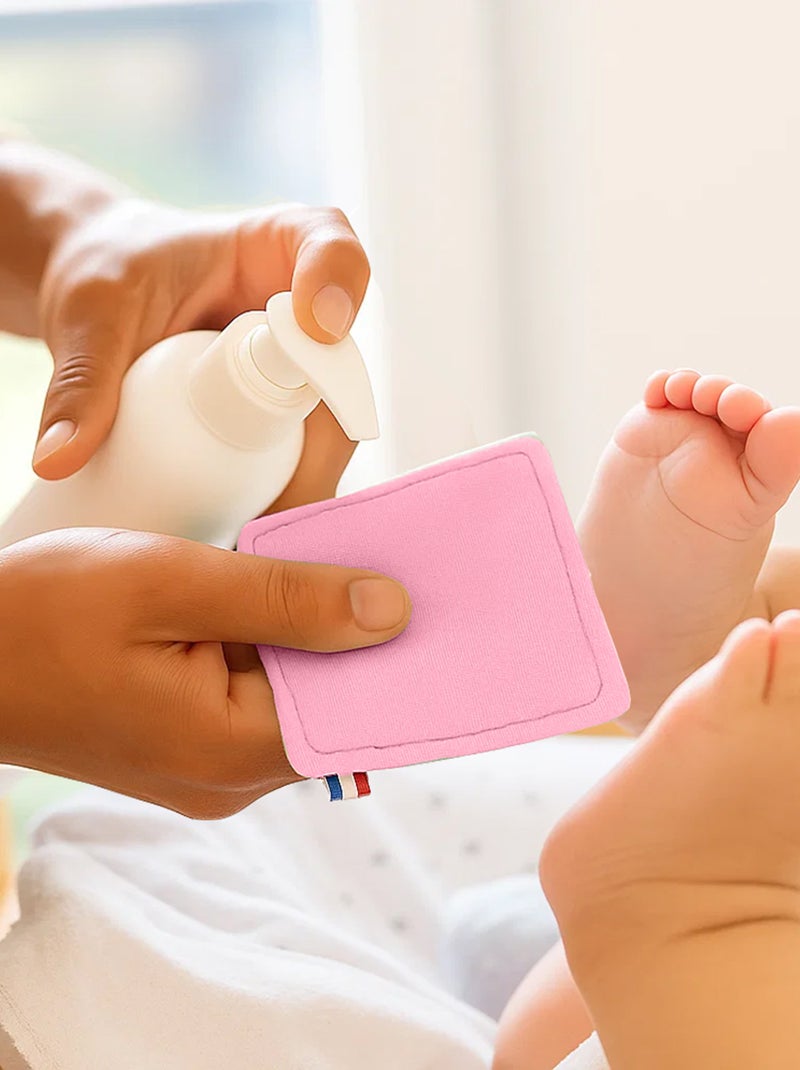 Lingettes lavables en Coton Bio Blanc et Rose Blanc Rose - Kiabi