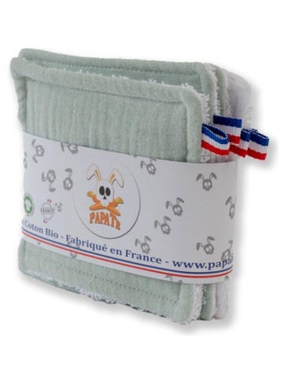 Lingettes lavables en Coton Bio Blanc et Vert